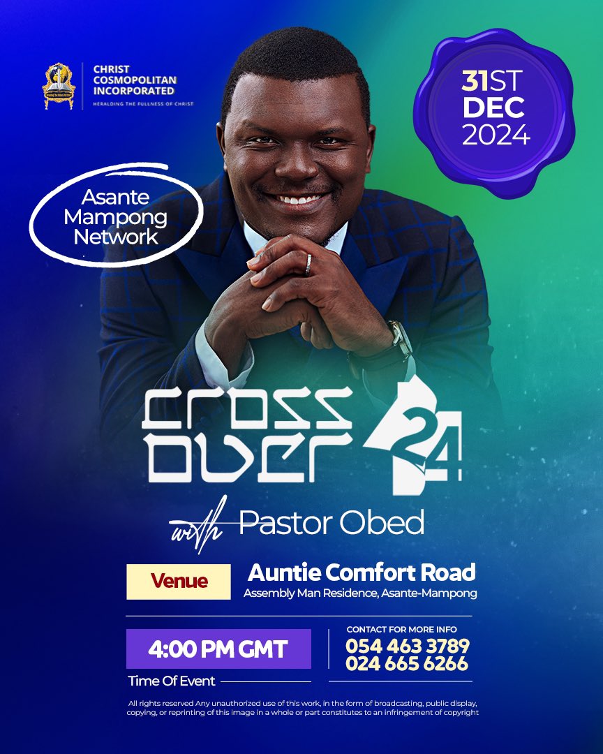 ChristCosmoInc's tweet photo. ONE NIGHT! MANY LOCATIONS! SAME GRACE!

We can’t wait to end the year in grand style!

Make an appointment with the Lord Jesus at #CROSSOVER2024 with PASTOR OBED! God surely has a life-changing package for you!

Our doors are open—JOIN US IN ANY OF OUR NETWORKS ACROSS THE COUNTRY https://t.co/eFkJl4WNlm