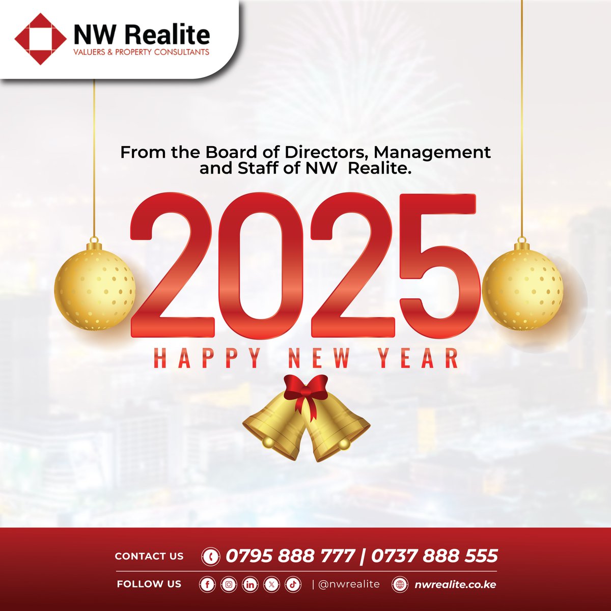 nw_realite's tweet image. As we welcome 2025, we remain committed to providing exceptional 
property management services that you can trust. 

Happy New Year 2025

#propertymanagement #wetouch 
#weaddvalue #residentialproperty #commercialproperty #MerryChristmas 
 #Festiveseason #Merryrealestate