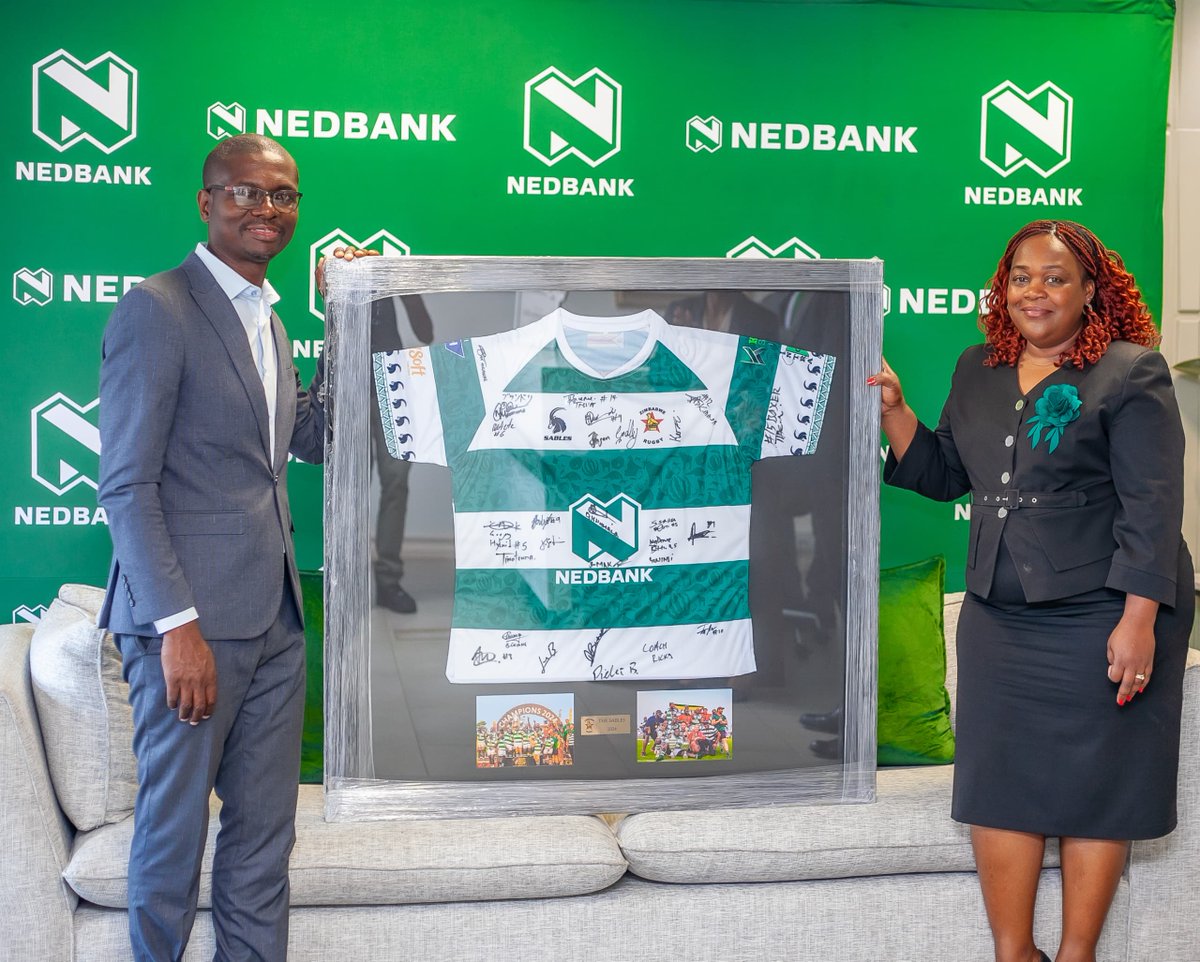 NedbankZimbabwe's tweet photo. What an epic year for the Sables!
Thank you ZRU for the Sables jersey signed by the players. We look forward to a successful 2025 season.
#ProudSponsors
#MoneyExperts https://t.co/e3IVJxCY6I