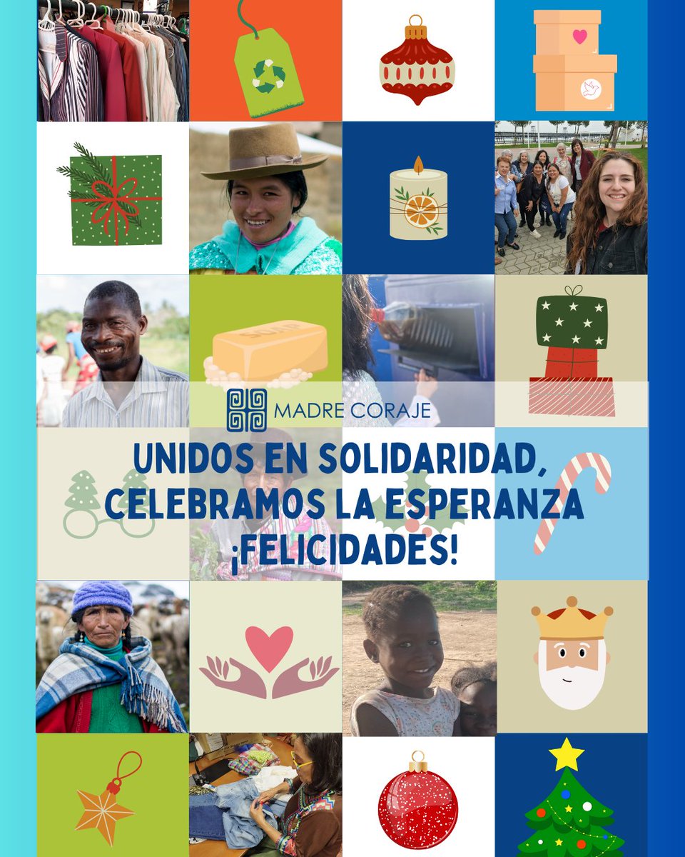 Desde la Fundación Madre Coraje os deseamos unas felices fiestas y os animamos a sumaros al deseo de alcanzar un mundo más justo desde la solidaridad y la esperanza.💕