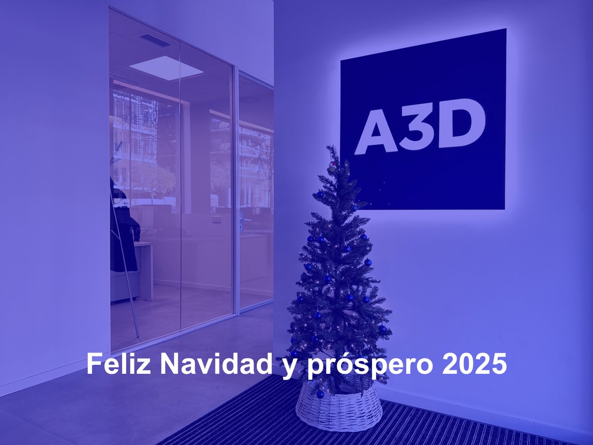 🎄¡#A3D os desea Feliz Navidad y un próspero 2025!🎄

El 2024 ha sido un año intenso para nosotros, especialmente debido al aumento de encargos del sector farma e industrial. Esto ha hecho que ampliemos el equipo para poder seguir ofreciendo el mejor servicio a nuestros clientes.