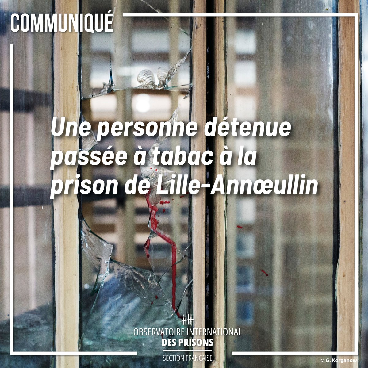 🚨 Un détenu affirme avoir été roué de coups par 8 surveillants à la prison de Lille-Annœullin, évoquant une expédition punitive accompagnée d’insultes racistes.

Malgré des blessures graves constatées, l’administration pénitentiaire nie les faits 👉 oip.org/communique/une…