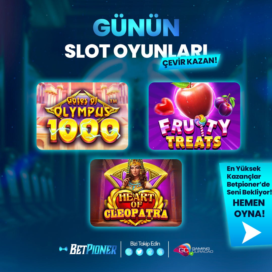 PionerResmi's tweet photo. GÜNÜN SLOT OYUNLARI🎰

Pragmatic Play'in  en eğlenceli ve en çok kazandıran 1000 Serisi Slot oyunları BetPioner'de❕

⚡️ Gates of Olympus

🍎 Fruty Treats

🐱 Heart of Cleopatra

➡️ Detaylar:  https://t.co/SWabwCBgtd https://t.co/yLaieFerHU