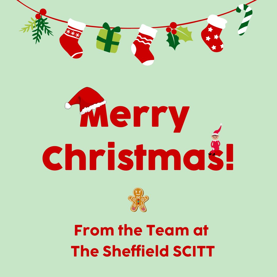 Wishing all of our Trainees, Mentors, Lead Mentors, Headteachers, ITT Coordinators and everyone else involved with The Sheffield SCITT a very merry Christmas! 🎄🎅

Here's to TP2! 🥂🥳👏

#thesheffieldscitt #initialteachertraining #getintoteaching