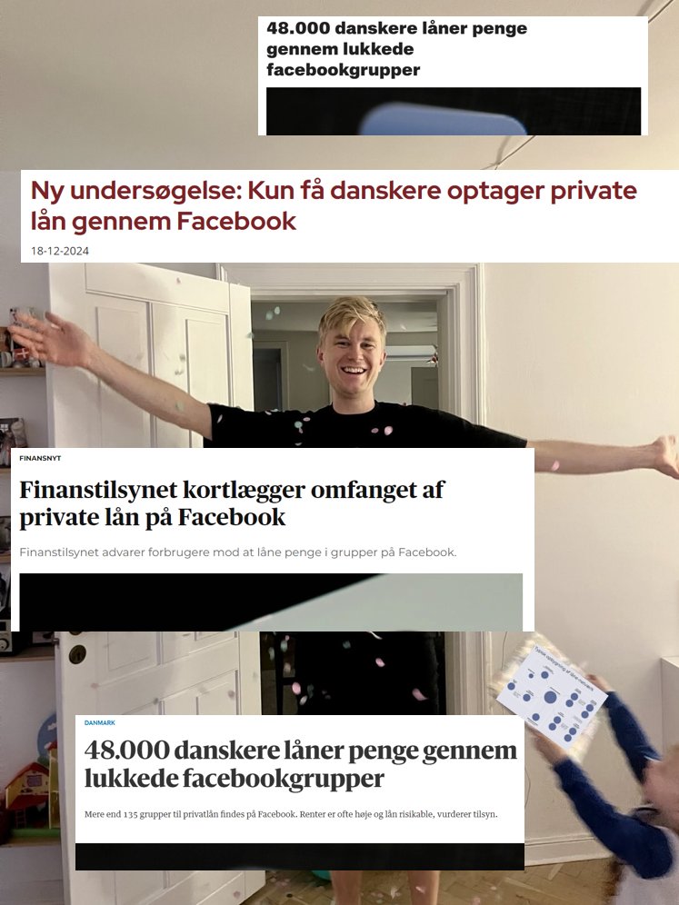 Vi har fundet data ingen havde turde drømme om man kunne finde for tre år siden for Finanstilsynet 🥳 

Fx:
- 73% af alle lån der søges på FB er mindre end 2000kr.
- En rente på 50%er standard 
- 96% af de private lån har en løbetid på under 100 dage. 

Læs på <a href="/Common_Consult/">Common Consultancy</a>