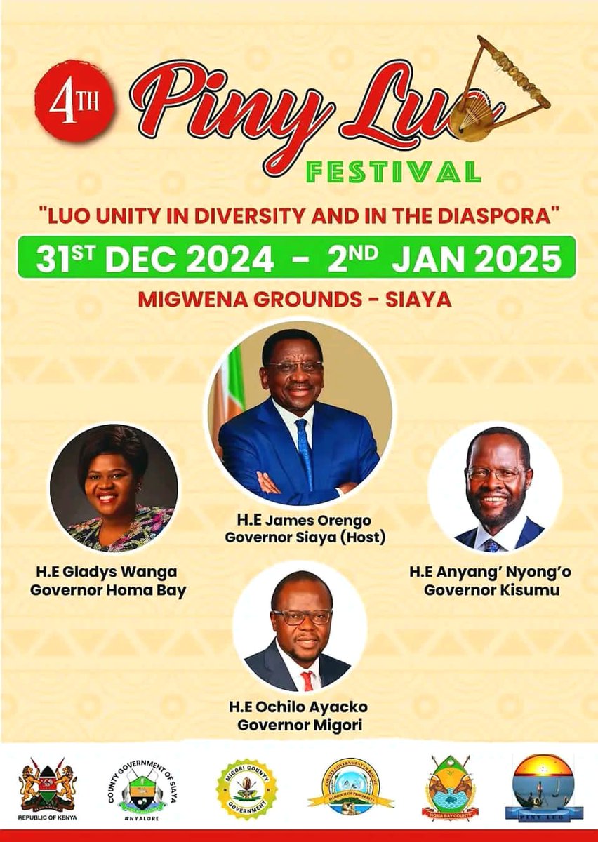 PPhelode83679's tweet photo. PINY LUO FESTIVAL
We unite from 31st Dec 2024 to 2nd Jan 2025 as onagi as the luo nation...
You can't afford to miss this
His excellency Hon. @orengo_james will be the host
#nyalore
#pinyLuo https://t.co/t111jJ7Qog