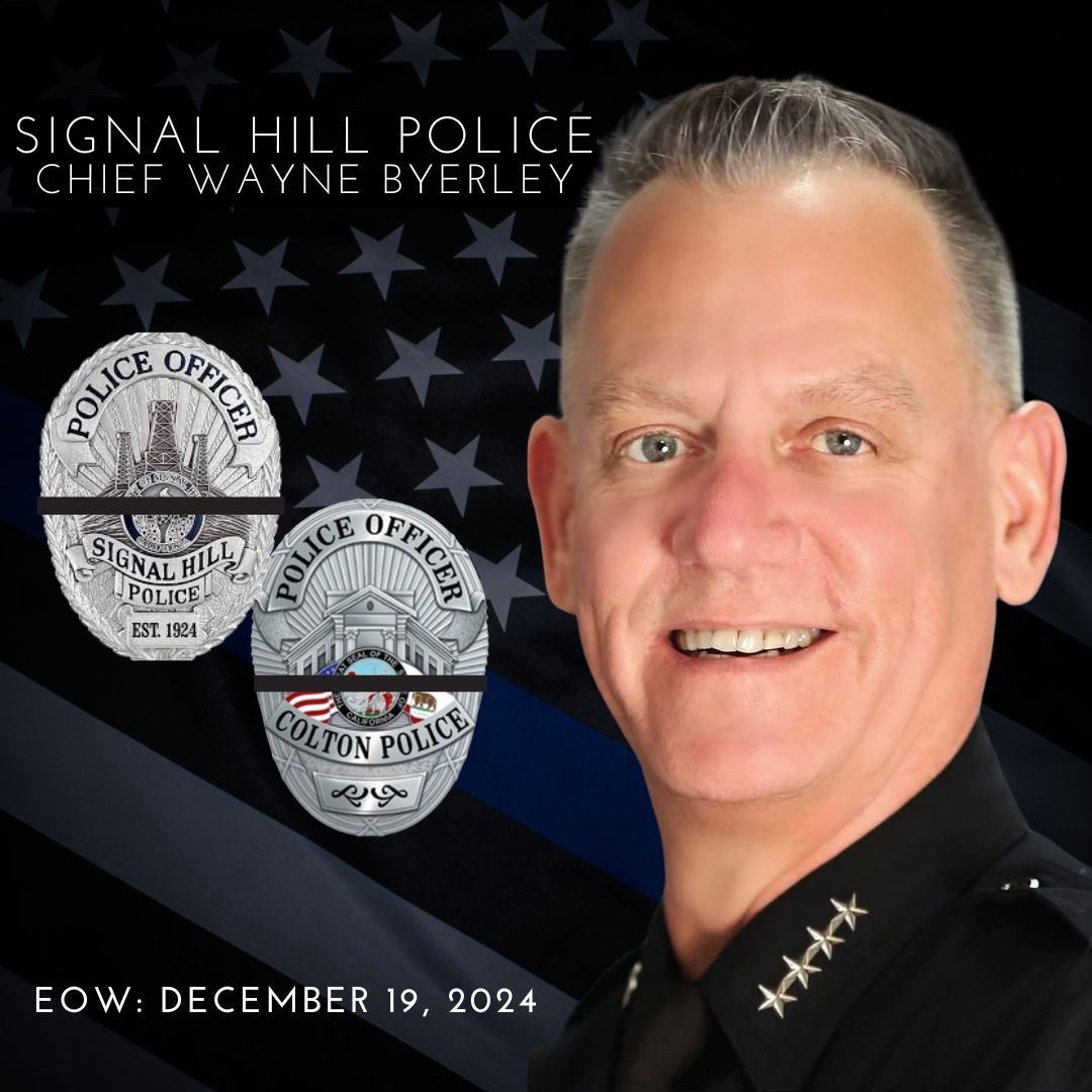 Colton_PD's tweet photo. The Men and Women of the Colton Police Department are deeply saddened to hear of the passing of Signal Hill Police Department’s Chief of Police, Wayne Byerley. 

Our heartfelt condolences go out to his family, friends, and all those who had the privilege of working alongside him. https://t.co/oCuVN7hHqI