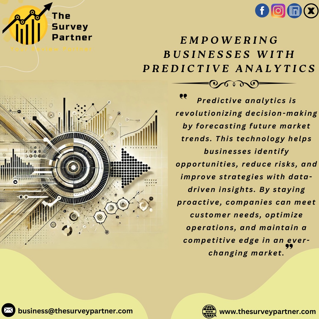 🔮 Unlock the future with Predictive Analytics!
Empower your business to:
✅ Forecast trends.
✅ Reduce risks.
✅ Optimize strategies.
Stay competitive and proactive in today’s dynamic market! 🚀
🔗 thesurveypartner.com

#PredictiveAnalytics 
#DataInsights 
#BusinessGrowth