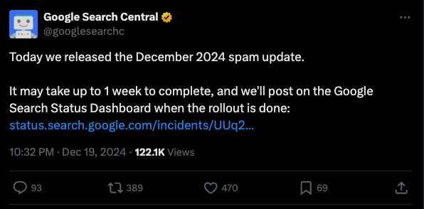 Google’s been busy this holiday season 🎅:

• Nov: Core Update 🎯
• Dec: Core Update 🛠️
• Now: Spam Update 🚫

SEOs be like: Can we at least keep one ranking stable till New Year’ 🎉 

#GoogleUpdates #SEOTalk