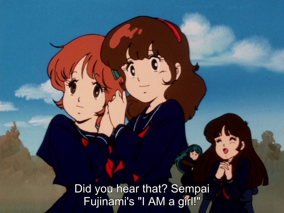 Ochan30's tweet photo. Yep. Ryuunosuke's presence is having an "effect" on the female student body. Honestly they'd fit right in Utena's school!
#UruseiYatsura #LUM #ThoseObnoxiousAliens #Episode90 #AnimeRetroRewatch @DigiRanma https://t.co/0zGpBkDuGH