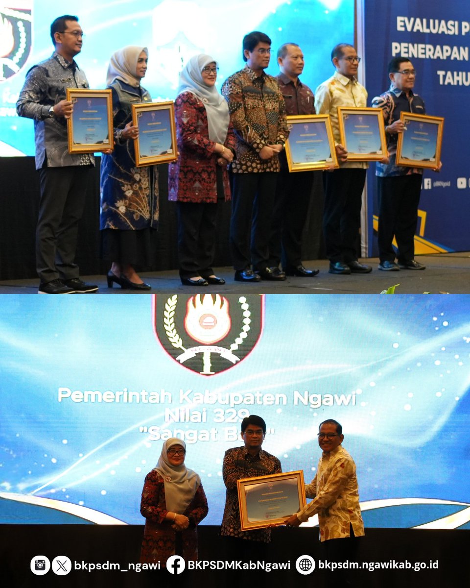 Pemkab Ngawi kembali mencatatatkan prestasi di tingkat nasional dengan mendapatkan penghargaan dari Badan Kepegawaian Negara atas penerapan sistem merit dalam manajemen Aparatur Sipil Negara