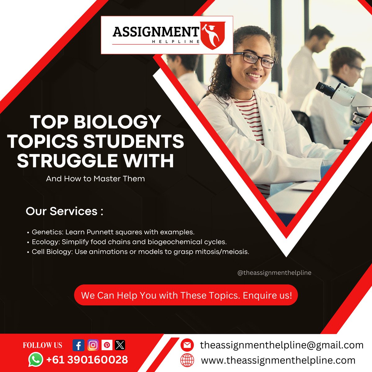 _the_assignment's tweet image. Biology struggles? No more! 🧬🌿 Let us simplify genetics, ecology, and cell biology for you. 
Enquire now to master these topics effortlessly! 💡📚 

Get Enquiry - wa.me/+61390160028

#BiologyHelp #AssignmentSupport #StudyMadeEasy