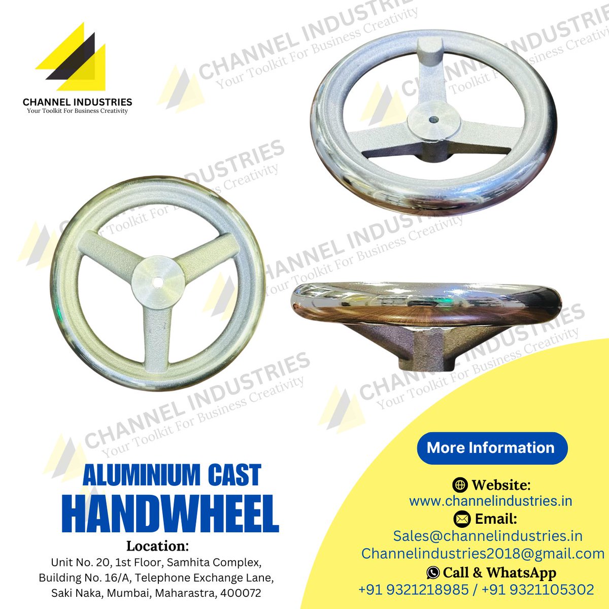 channelind2018's tweet photo. Aluminium Cast Handwheel | Manufacturer and Importer of Control Panel Accessories
Website:
https://t.co/0KqC6syd8J
Email:
Sales@channelindustries.in
Channelindustries2018@gmail.com
Call/WhatsApp:
+91 93212 18985
+91 93211 05302
#controlpanelmanufacturer #accessories #handwheel https://t.co/Cq6ZIRFe6A