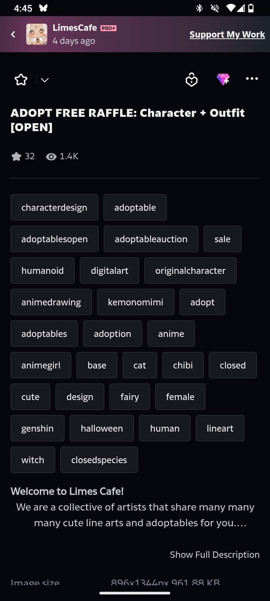 RocketKitty5's tweet photo. @FFaellin Even the feature artist Limescafe lies on tagging their slop with AI. The feature post was in July 2024 only to be reposted in November 2024?

It's only when you scroll all the way down and you see "made with AI tools".

Then we got a bootleg DeviantArt site! https://t.co/oXvFXWqsYj