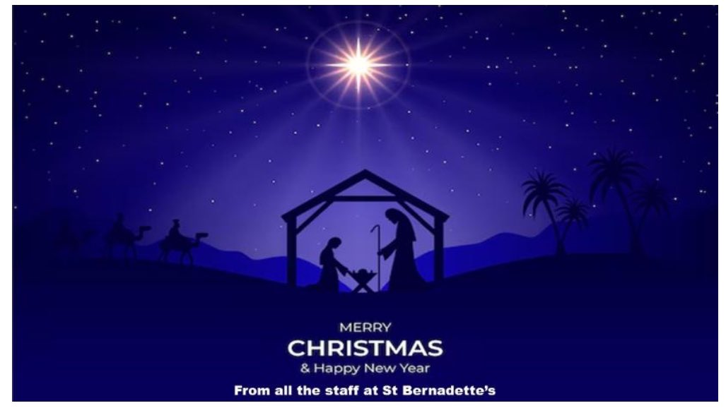 St Bernadette's (@stbernadettes60) on Twitter photo Wishing everyone a Merry Christmas and a happy, holy and healthy New Year! From all the staff at <a href="/StBernadettes60/">St Bernadette's</a> 🎄🌟 Wishing everyone a Merry Christmas and a happy, holy and healthy New Year! From all the staff at <a href="/StBernadettes60/">St Bernadette's</a> 🎄🌟