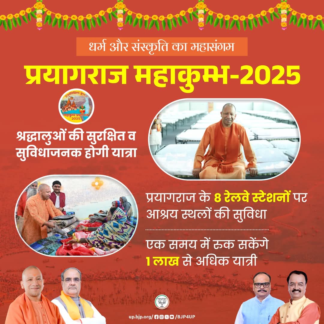 धर्म और संस्कृति का महासंगम

प्रयागराज महाकुम्भ-2025 में श्रद्धालुओं की सुरक्षित व सुविधाजनक होगी यात्रा

#सशक्त_यूपी_सशक्त_भारत #mahakumbh2025