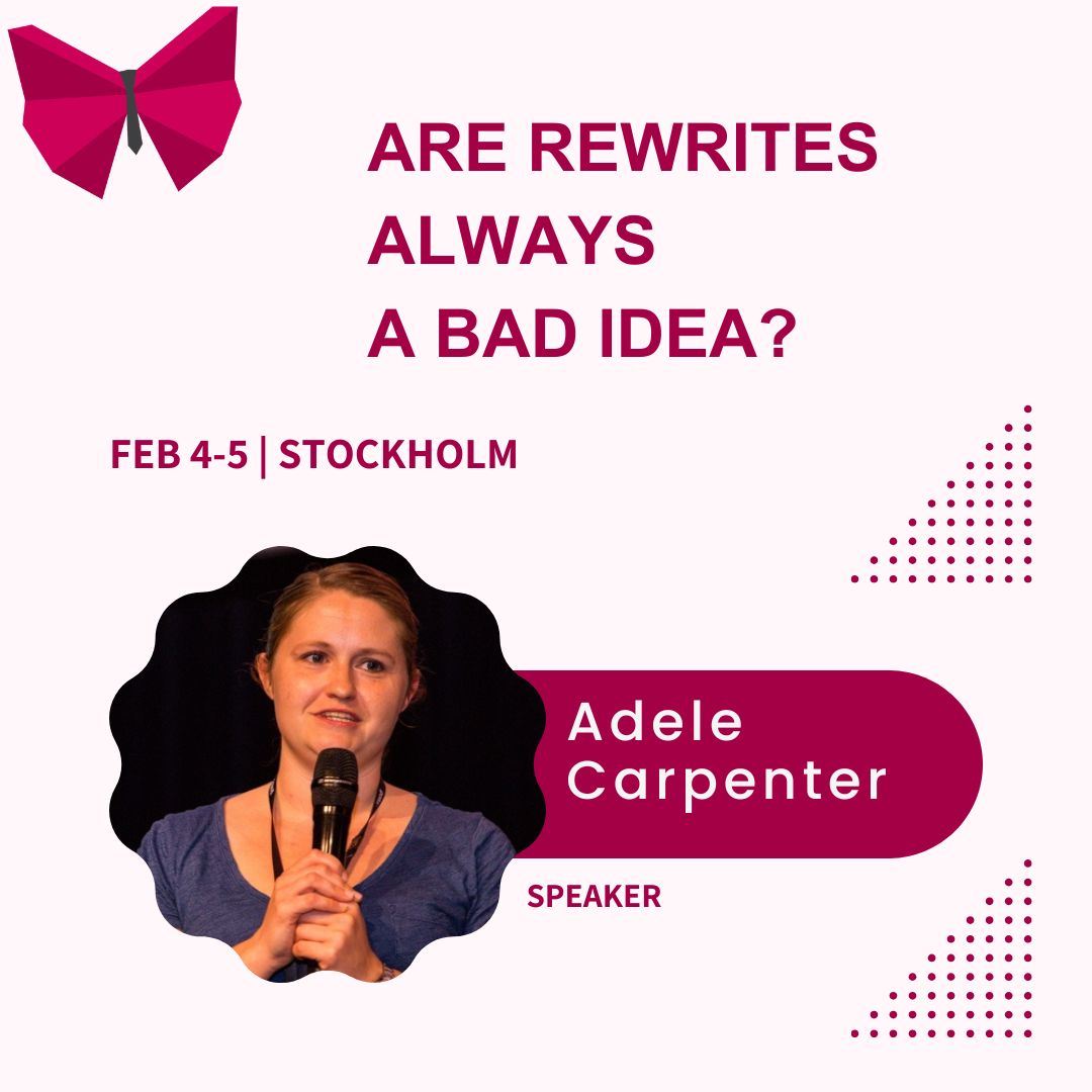 Adele Carpenter: Turning Legacy into Innovation

When is a rewrite the right move? Adele shares her team’s journey rewriting a C++ legacy system in Kotlin and stepping into leadership as a junior dev.

🗓️ Feb 4-5, 2025, Stockholm.

👉 Tickets: swetugg.se/sthlm-2025#pag…