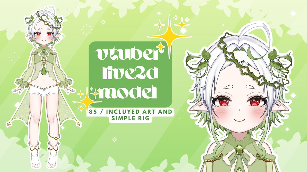⭐️OPEN ADOPTABLE! LIVE2D MODEL🍃⭐️
Price: 8$ 
! harukissed.booth.pm/items/6404298
—the design cannot be changed. 
—give me credits @/harukissed and @/ralphhyuuga
—for more information DM.  

#Vtuber準備中 #vtuberadopt #VTuberUprising #vtuber #Vtuber素材 #Vtuber