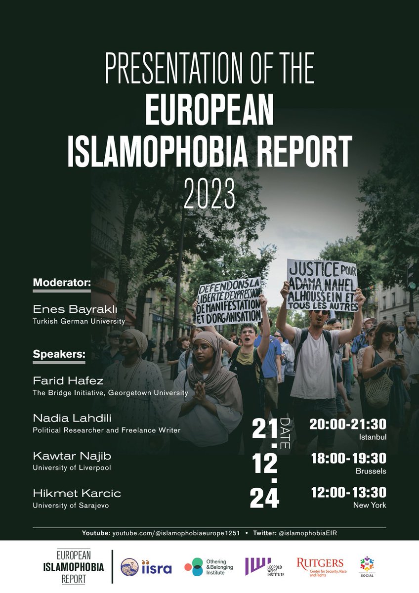 📢 DUYURU: Avrupa İslamofobi Raporu 2023 Sunumu

Avrupa İslamofobi Raporu 2023’ün çevrimiçi sunumu için bize katılın. Avrupa genelinde artan İslamofobinin zorluklarına ve geniş kapsamlı etkilerine ışık tutan bu etkinlik, önemli bulguları ve çözüm önerilerini ele alacak.

Etkinlik