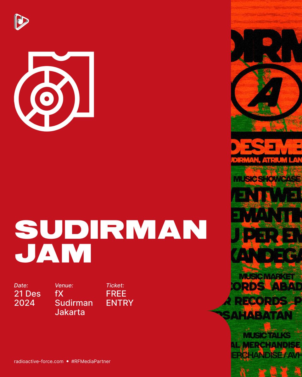 RFwebzine's tweet photo. Mau nonton line up keren sambil jajan rilisan fisik dan menyimak talkshow merchandise? Nih, esok Sabtu dateng aja di Sudirman Jam. Sambil nongkrong juga bisa banget, karena venue ada di atrium lantai 3 mall fX Sudirman. Jumpa disana yes. GRATIS!

#RadioactiveForce https://t.co/6w7Q85whvS