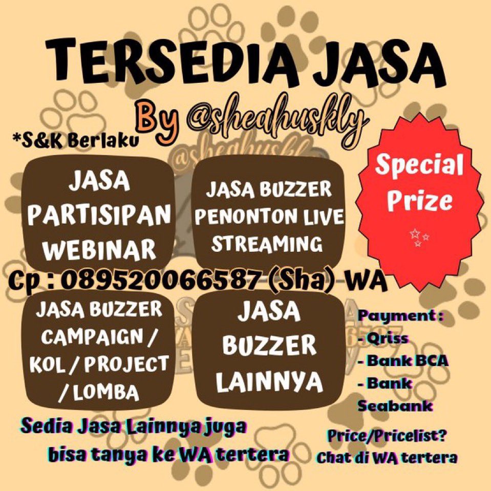 CEK YUK Sha <a href="/sheahuskly/">sha | open jasa buzzer, WA FSR • NO DM PLS🙏</a> tersedia jasa :
📍Jasa Buzzer Lomba
📍Jasa Partisipan Webinar
📍Jasa Penonton Live Streaming
📍Jasa Buzzer KOL
📍Jasa Buzzer Campaign
📌Sedia Jasa Lainnya Cus ke WA
✅BISA REQUEST
✨SPECIAL PRICE✨

#zonauang #jasabuzzer
☎️DM/WA 089520066587
*S&amp;K Berlaku‼️