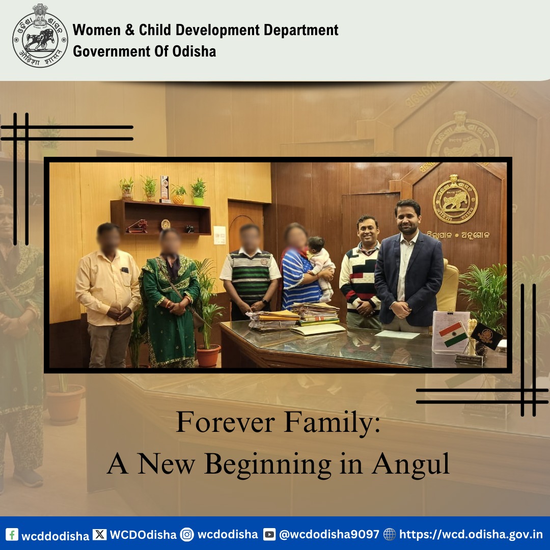 WCDOdisha's tweet photo. A beautiful journey begins! Shri Abdaal M. Akhtar, Collector, Angul, finalizes one adoption case, uniting a child with their forever family. #AdoptionMatters #Familylove
@MinistryWCD @CMO_Odisha @PravatiPOdisha @Shubha_Sarma @IPR_Odisha @angul_dm @OSCPSODISHA @UNICEFIndia https://t.co/SyYpAhM9eh