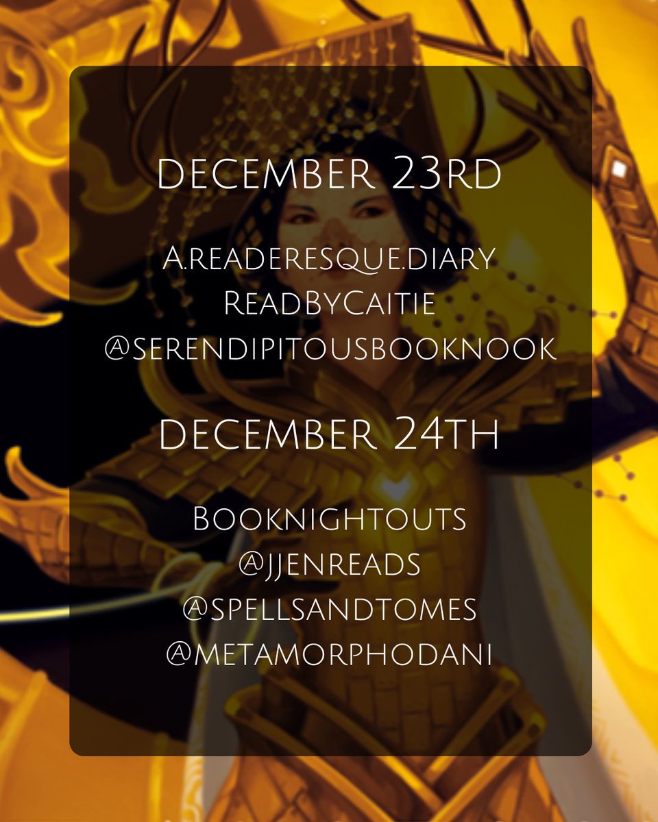 Colored Pages Book Tours (@coloredpagesbt) on Twitter photo Heavenly Tyrant tour schedule!
Welcome to our tour of Heavenly Tyrant by <a href="/XiranJayZhao/">Xiran (No Longer Really Here)</a> from <a href="/TundraBooks/">Tundra Books</a>! The tour will take place from December 18th to December 24th, 2024. Heavenly Tyrant tour schedule!
Welcome to our tour of Heavenly Tyrant by <a href="/XiranJayZhao/">Xiran (No Longer Really Here)</a> from <a href="/TundraBooks/">Tundra Books</a>! The tour will take place from December 18th to December 24th, 2024.