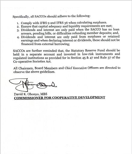 MwangoCapital's tweet photo. The Ministry of Co-operatives has issued guidelines on SACCOs’ dividend & interest payments to ensure financial stability:

✅ Avoid payouts if facing loan arrears or refund issues.
✅ Use surplus/retained earnings only—no external borrowing.
✅ Adhere to IFRS 9 & 36 for surplus calculations. ✅ Meet capital adequacy & liquidity requirements.