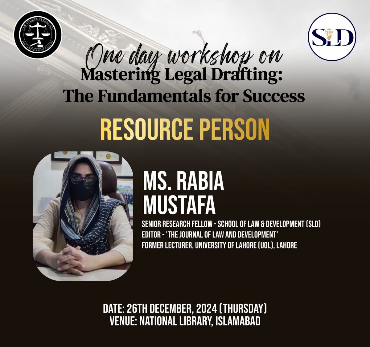 LawCouncilPak's tweet photo. 𝗟𝗦𝗖 𝗔𝗡𝗗 𝗦𝗖𝗛𝗢𝗢𝗟 𝗙𝗢𝗥 𝗟𝗔𝗪 &amp; 𝗗𝗘𝗩𝗘𝗟𝗢𝗣𝗠𝗘𝗡𝗧 𝗝𝗢𝗜𝗡 𝗛𝗔𝗡𝗗𝗦 𝗧𝗢 𝗢𝗥𝗚𝗔𝗡𝗜𝗦𝗘 𝗔 𝗢𝗡𝗘-𝗗𝗔𝗬 𝗪𝗢𝗥𝗞𝗦𝗛𝗢𝗣 𝗧𝗜𝗧𝗟𝗘𝗗 "𝗠𝗔𝗦𝗧𝗘𝗥𝗜𝗡𝗚 𝗟𝗘𝗚𝗔𝗟 𝗗𝗥𝗔𝗙𝗧𝗜𝗡𝗚: 𝗧𝗛𝗘 𝗙𝗨𝗡𝗗𝗔𝗠𝗘𝗡𝗧𝗔𝗟𝗦 𝗙𝗢𝗥 𝗦𝗨𝗖𝗖𝗘𝗦𝗦" https://t.co/UTXZqUbE4P