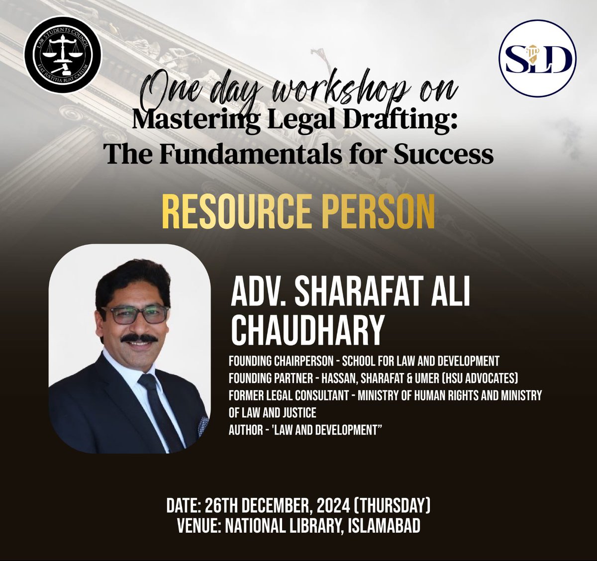 LawCouncilPak's tweet photo. 𝗟𝗦𝗖 𝗔𝗡𝗗 𝗦𝗖𝗛𝗢𝗢𝗟 𝗙𝗢𝗥 𝗟𝗔𝗪 &amp; 𝗗𝗘𝗩𝗘𝗟𝗢𝗣𝗠𝗘𝗡𝗧 𝗝𝗢𝗜𝗡 𝗛𝗔𝗡𝗗𝗦 𝗧𝗢 𝗢𝗥𝗚𝗔𝗡𝗜𝗦𝗘 𝗔 𝗢𝗡𝗘-𝗗𝗔𝗬 𝗪𝗢𝗥𝗞𝗦𝗛𝗢𝗣 𝗧𝗜𝗧𝗟𝗘𝗗 "𝗠𝗔𝗦𝗧𝗘𝗥𝗜𝗡𝗚 𝗟𝗘𝗚𝗔𝗟 𝗗𝗥𝗔𝗙𝗧𝗜𝗡𝗚: 𝗧𝗛𝗘 𝗙𝗨𝗡𝗗𝗔𝗠𝗘𝗡𝗧𝗔𝗟𝗦 𝗙𝗢𝗥 𝗦𝗨𝗖𝗖𝗘𝗦𝗦" https://t.co/UTXZqUbE4P