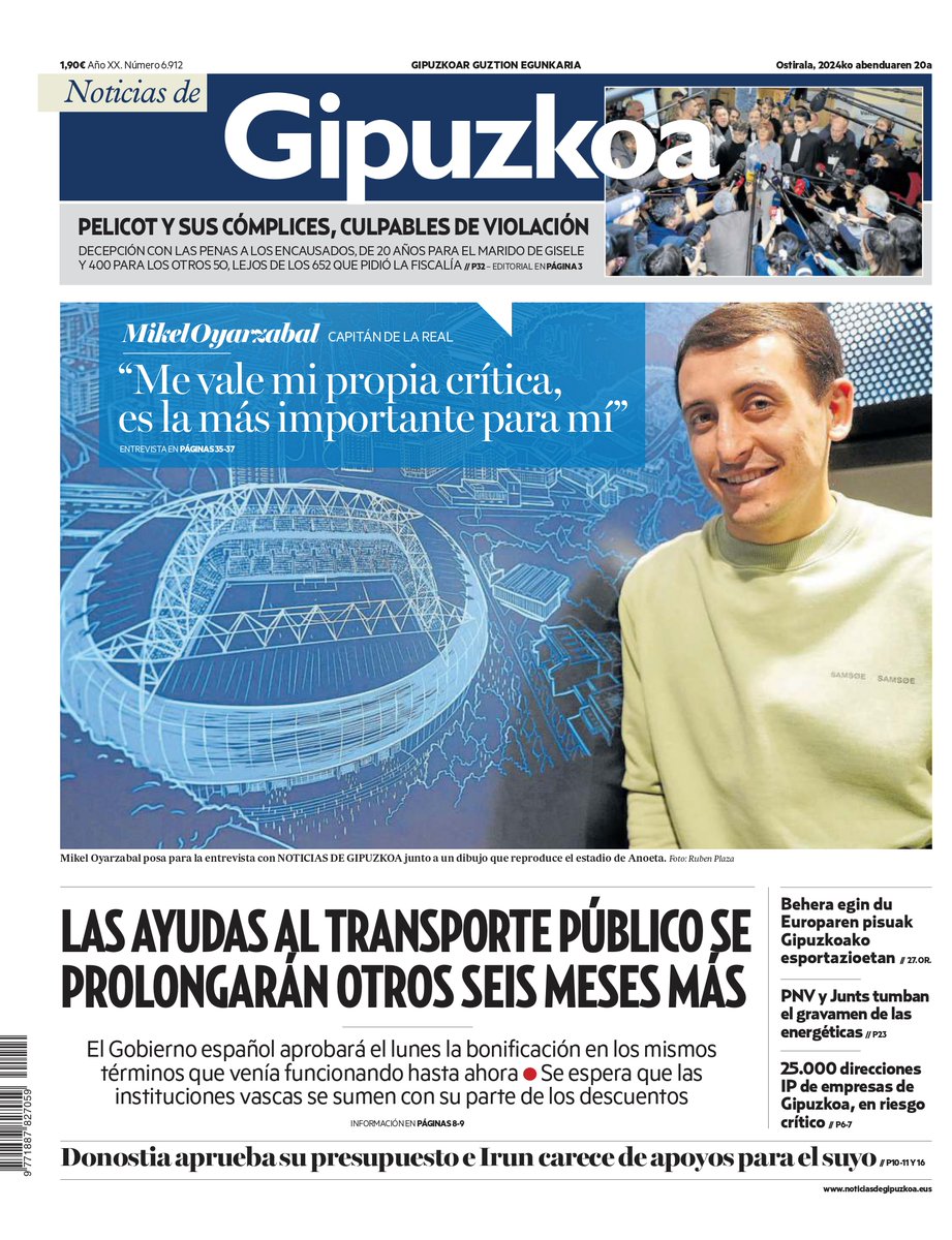 NotGip's tweet photo. 📰 Egun on! Consulta la portada de NOTICIAS DE GIPUZKOA de este viernes, 20 de diciembre
➡ https://t.co/amWitIEKI0

🗞 Accede a la versión de la edición impresa en PRESST:
➡ https://t.co/HCcCQKKf7o https://t.co/pO1SxScuIE