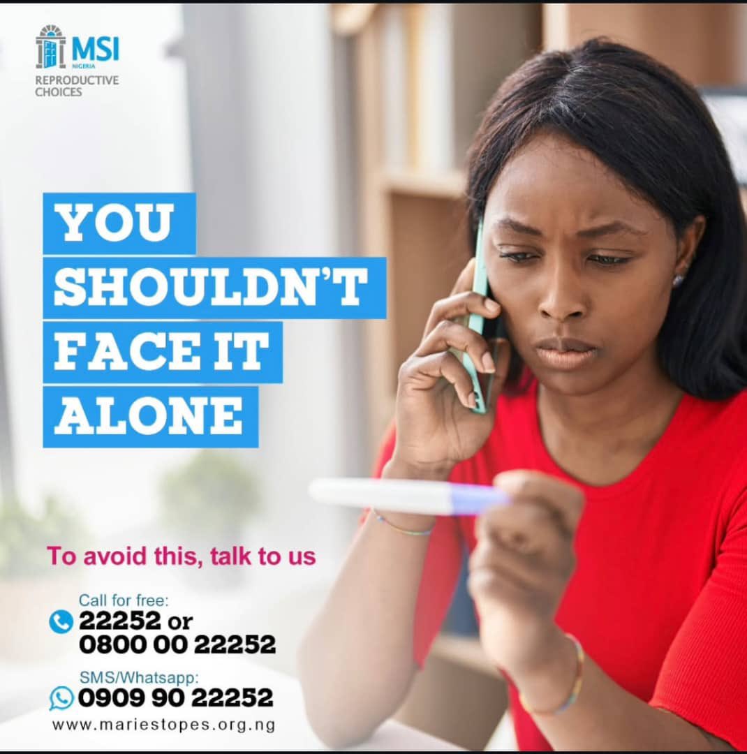 SK_ENTERPRISE2's tweet photo. As a woman who have faced it alone in the past and women facing it alone currently @msichoicesng is here to help you go through it together, contact them Today for your health care and well being
Call:22252 (free of charge) #MsiNigeria https://t.co/J8jYghANwz