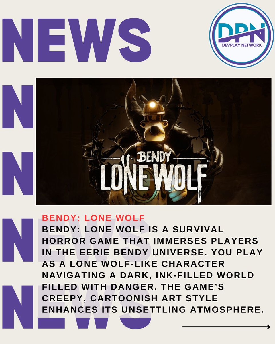devplaynetwork's tweet photo. Step into the ink-filled shadows with "Bendy: Lone Wolf" 🐺
A chilling survival horror adventure that expands the Bendy universe with gripping storylines and haunting vibes.
#BendyLoneWolf #SurvivalHorror #BendyLoneWolf #dpn #community #collaboration #Gaming #devplaynetwork https://t.co/T4QKsi18Nz