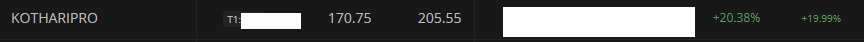 SwingTradeVijay's tweet image. #KOTHARIPRO moved 20% in just one day, some time luck happened ... :) Booking most of it.