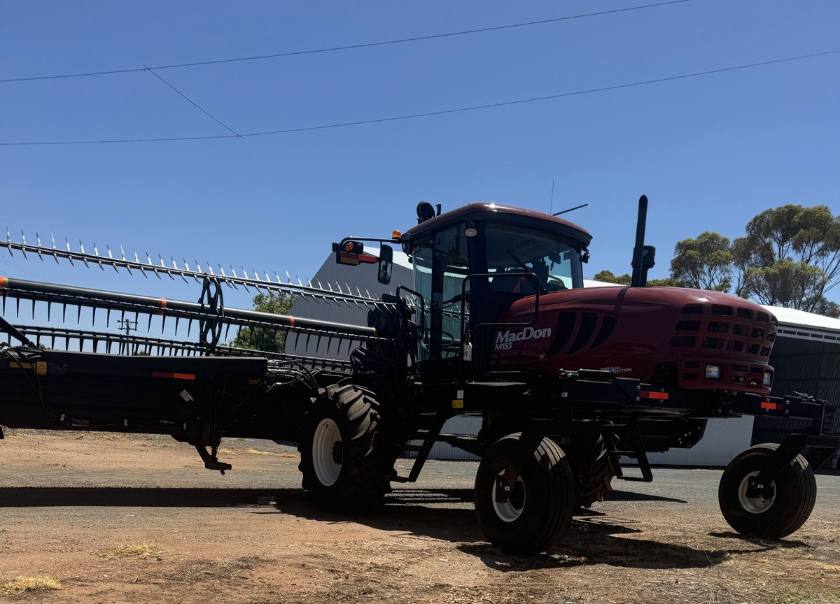 Windrower ready for straw, lucerne call 0438661909