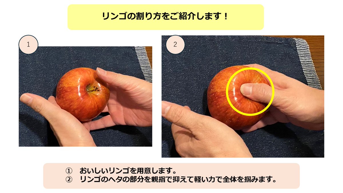 困った時に役立つサバイバル術を一つご紹介します。リンゴを半分に分け