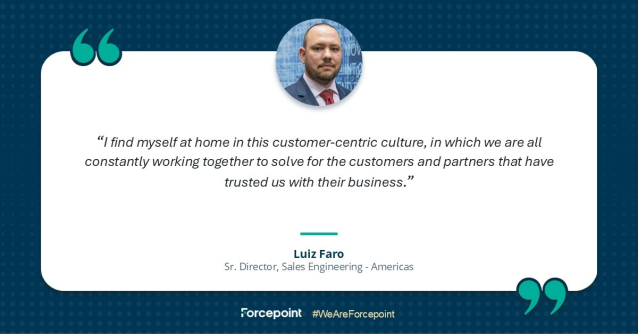 vinman527's tweet photo. Inside Forcepoint, we’re celebrating our peers and their career journeys! Luiz Faro, Sr. Director Sales Engineering Americas, thrives in our customer and partner-centric culture. #WeAreForcepoint #LifeAtForcepoint #Forcepoint #WeAreHiring https://t.co/0mhryQj8TK