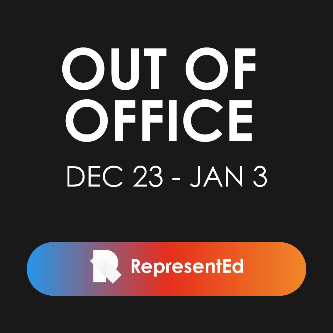 The RepresentEd office will be closed from December 23rd to January 3rd as our team takes a well-deserved break to celebrate the season and recharge. We'll see you in the new year, refreshed and ready for exciting new adventures. Wishing you a joyful holiday season!
#RechargeMode