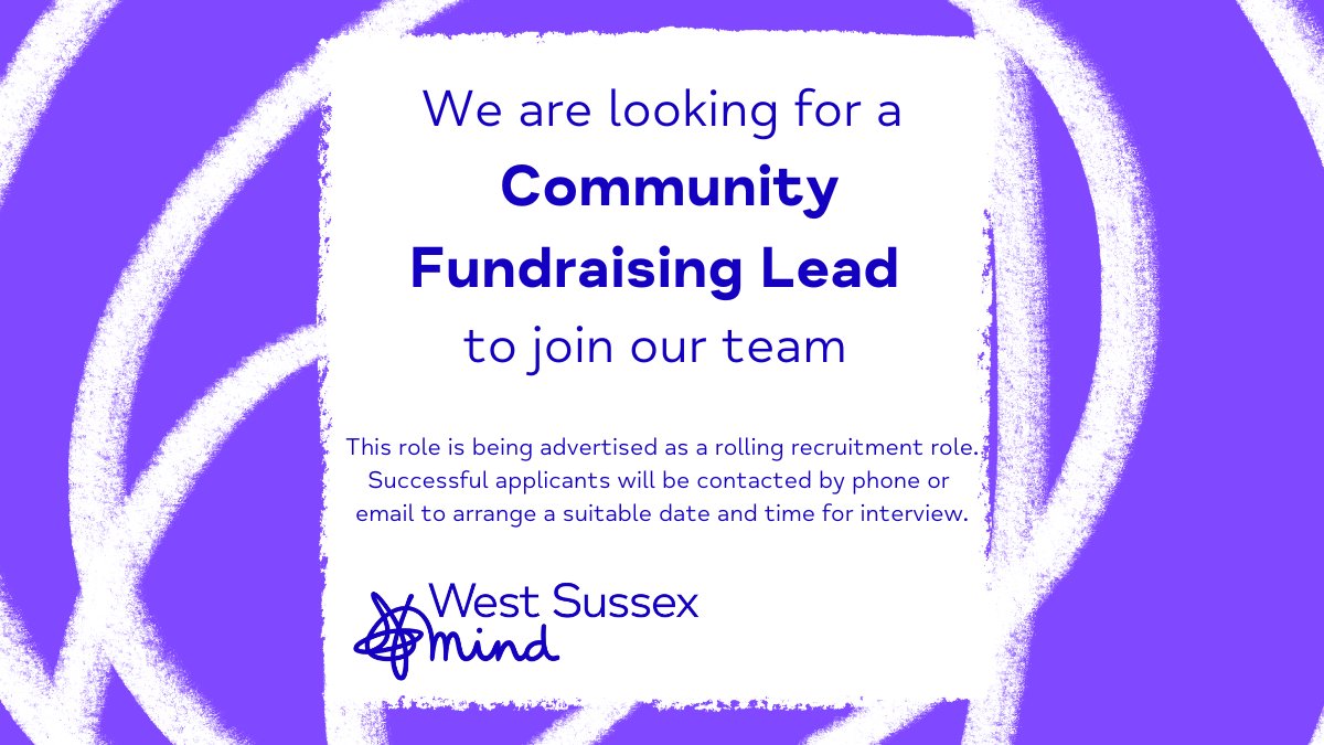 Are you an active and dynamic fundraiser who would like to make a difference to the community where they live? Do you have excellent interpersonal skills? For more information, follow this link: westsussexmind.org/jobs/community…
#mentalhealthjobs #wearehiring #westsussex #fundraising