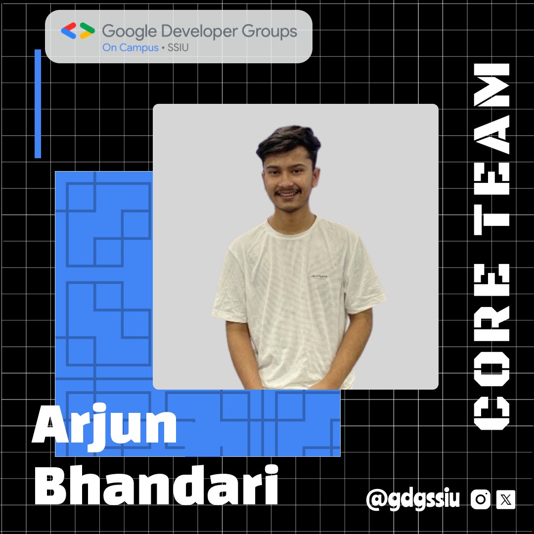 gdgssiu's tweet photo. Meet Arjun Bhandari, a 3rd-semester https://t.co/QmlDTcWY48 student passionate about AI, software development, and mentorship. He leads GDG Build with AI, advocates teamwork, and loves exploring tech. 
Fun fact: He debugged code during a cricket match! https://t.co/0cjaLQUkiP