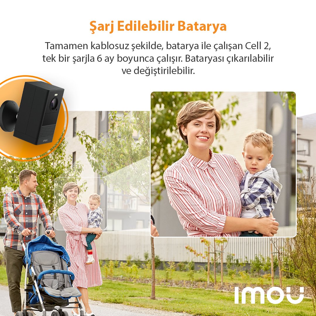 ImouTurkiye's tweet photo. Tamamen kablosuz şekilde, batarya ile çalışan Cell 2, hızlı kurulumuyla size konfor sunar. Şarj edilebilir bataryası, tek bir şarjla 6 ay boyunca çalışır ve istediğiniz zaman deği��tirilebilir. 

Imou ile akıllı hayatın keyfini çıkarın! https://t.co/X5yr0DHj2m