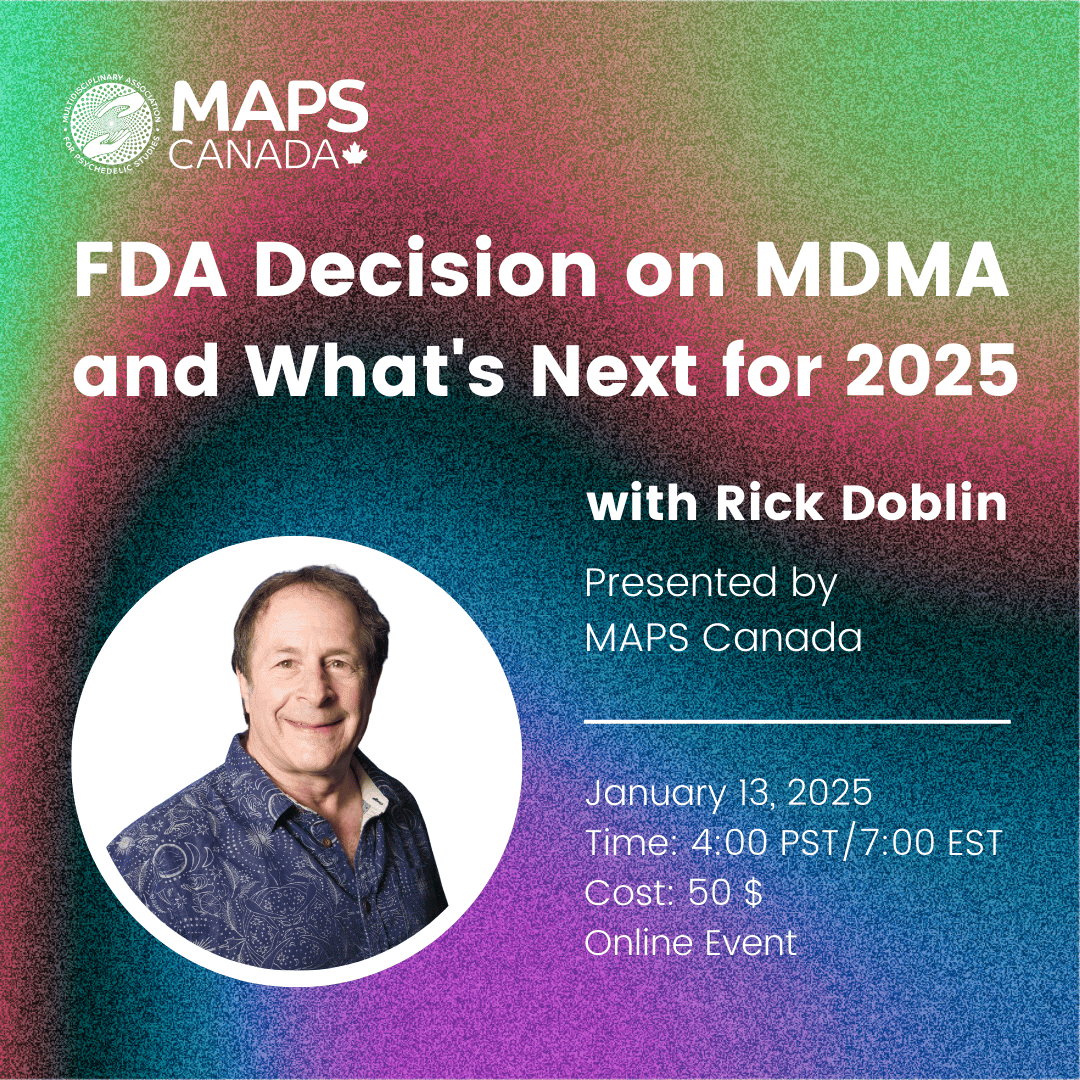 NEW DATE! Join us online on Mon Jan 13, 2024 at 4:00pm PST/7:00pm EST for an exclusive event with Rick Doblin, founder of MAPS. Join the conversation shaping the future of psychedelic therapies and research! Register today: bit.ly/49bo8Im