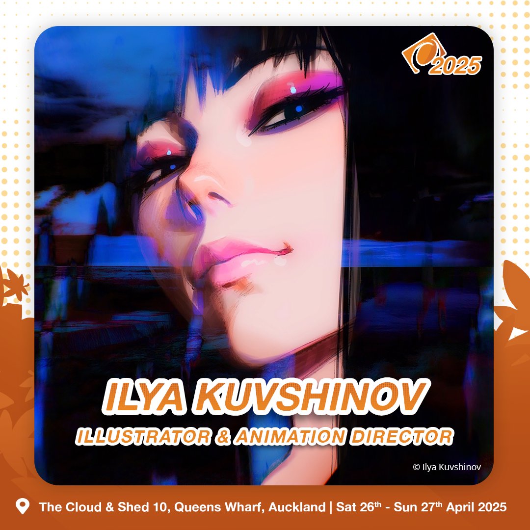 OverloadNZ's tweet image. ✨Big news! Our 5th international guest is ILYA KUVSHINOV! 🌟 @Kuvshinov_Ilya is known for his Ghost in the Shell: SAC_2045 character designs &amp;amp; Cyberpunk: Edgerunners music video Let You Down. A visionary illustrator &amp;amp; director, Ilya’s work spans anime, games, &amp;amp; more! 🎨🎥