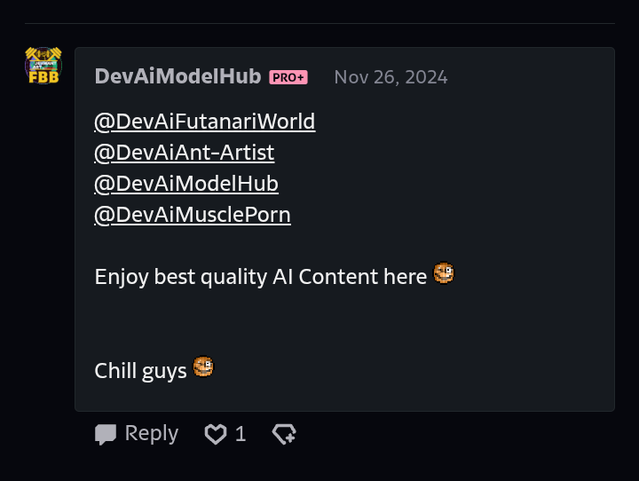 RocketKitty5's tweet photo. @DeviantArt 
Funny staff quick to do copyright take down on YouTube video. But you guys okay with a scammer ride off your name to sell AI p0rnz?

With 4 accounts nonetheless!

#scammer #noai https://t.co/HCfnXU1n9A