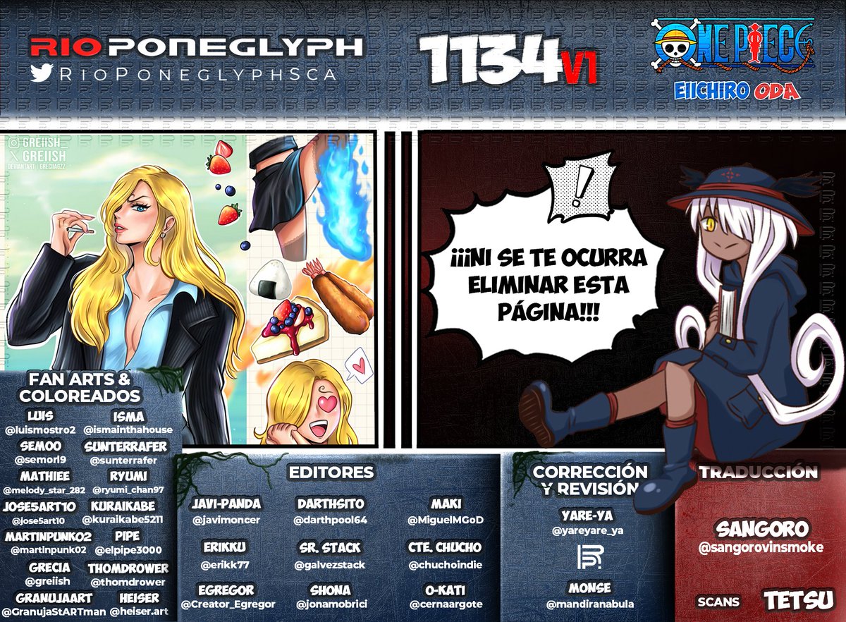 RPScanlation's tweet photo. Ya está aquí nuestra primera versión de #OnePiece1134, que la disfruten!! Recuerden que el finde sale la versión final con datos extra y glosario!
#OnePiece #RioPoneglyphScans 
Opción 1:  https://t.co/MyroFDFjby
Opción 2: https://t.co/QjKMGdtAzy
Descarga: https://t.co/ZGiDUfys7d https://t.co/5o1NhHrWZ5