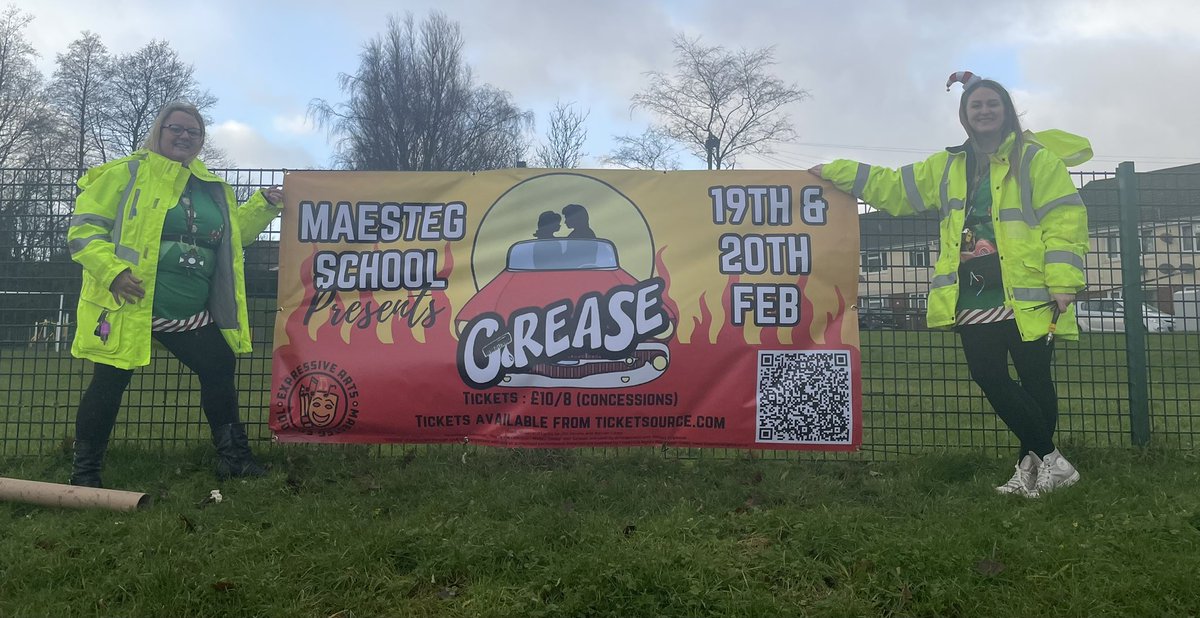 We put our naughty elves to good use yesterday to put the show banner up 🤩 tickets on sale now!!! <a href="/MaestegSchool/">Maesteg School</a> 

ticketsource.co.uk/whats-on/bridg…