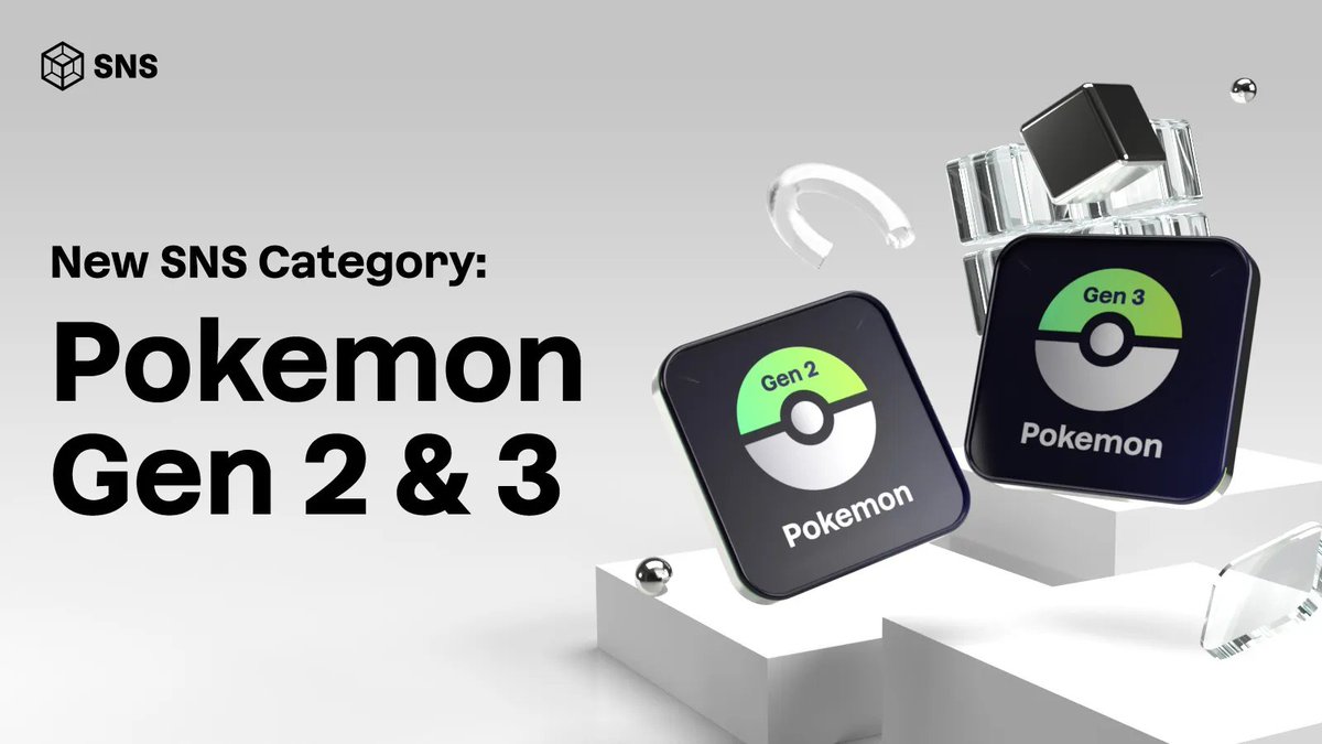 You ask &amp; we deliver!

Due to popular demand for Pokemon domains, we've expanded the SNS categories to include Pokemon Gen 2 &amp; 3. This brings us to a total of 8 Pokemon categories for you to enjoy.

Gen 2 FP ◎ 2.18
Gen 3 FP ◎ 0.71

Check them out here 🔗 sns.id/categories