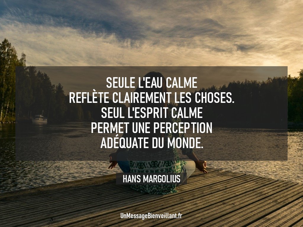 MsgBienveillant's tweet photo. « Seule l'eau calme reflète clairement les choses. Seul l'esprit calme permet une perception adéquate du monde. »

                 - Hans Margolius

#CitationDuJour #HansMargolius 
#Introspection #PaixIntérieure 
#DéveloppementPersonnel
#UnMessageBienveillant https://t.co/blvsYinqBd
