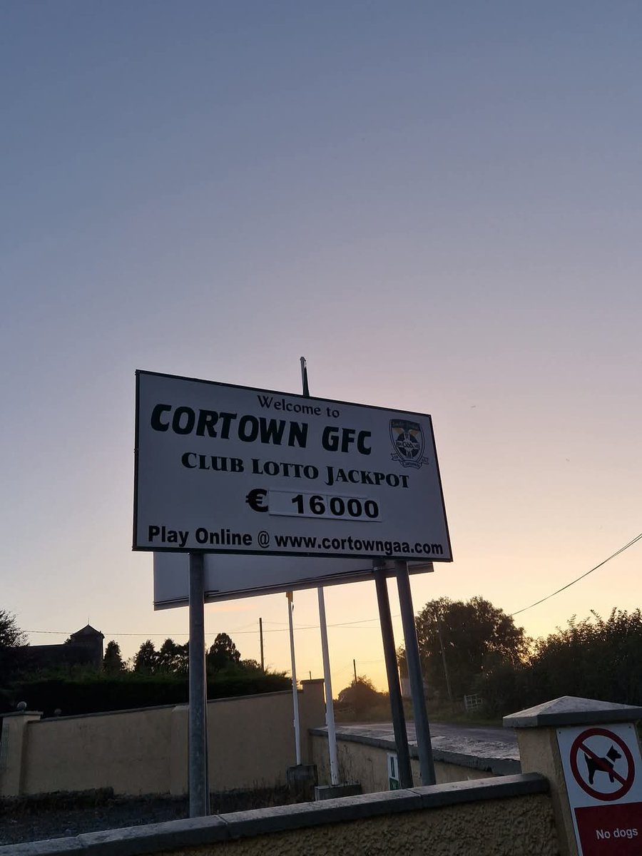 It's our Final Lotto Draw of 2024 tonight with a whopping €16,000 Jackpot on offer. We will be dishing out five €100's if there is no winner.

We will have the Christmas Raffle live from 9pm with the Cortown Lotto up at 10pm. Get three entries for €5 at cortowngaa.com/lotto/