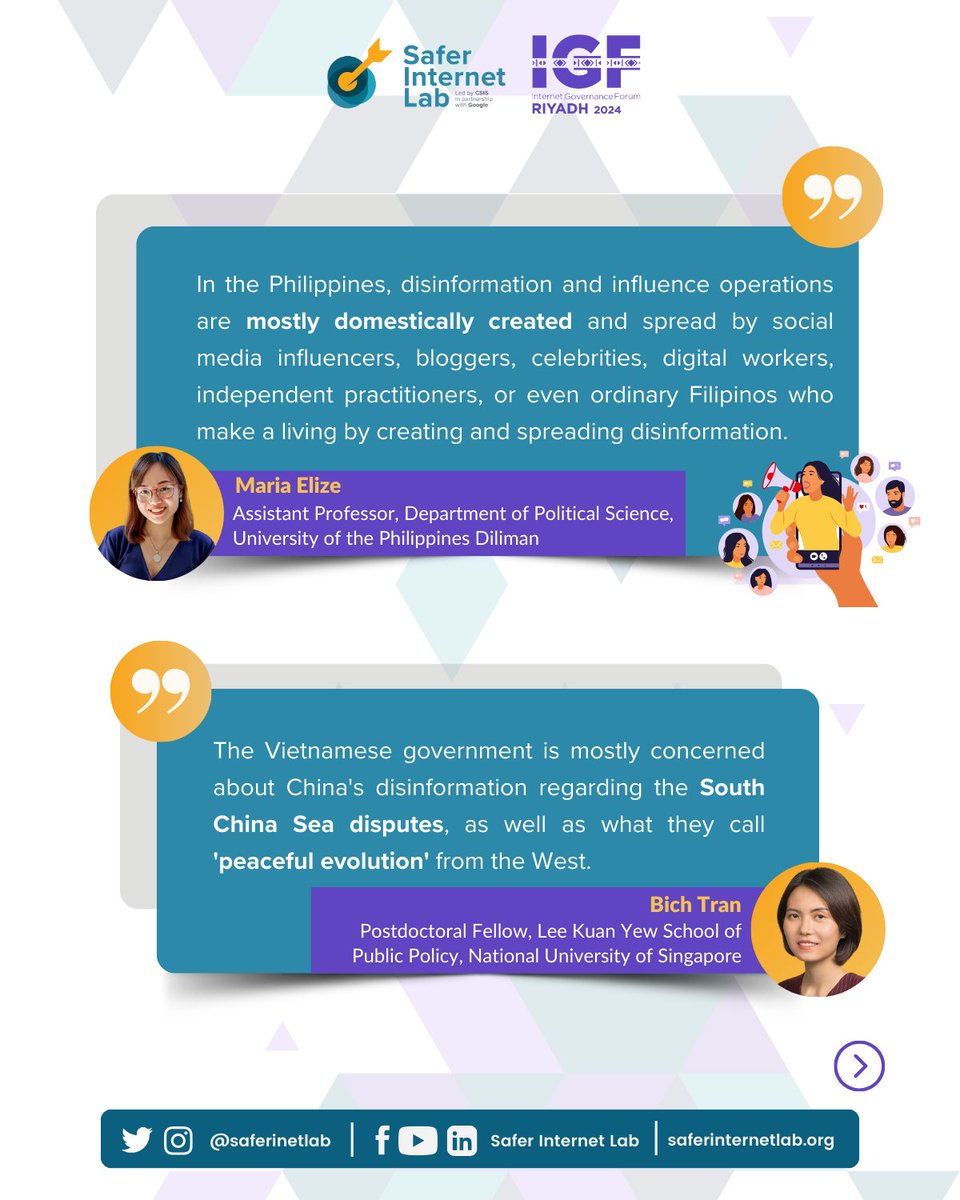saferinetlab's tweet photo. Check out what we discussed at IGF 2024 👀

#IGF2024 #SAILatIGF #SaferInternetLab #InformationManipulation https://t.co/n6o7hZuTla